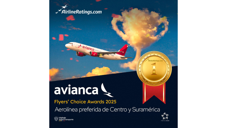  Avianca es elegida como la aerolínea preferida de Centro y Suramérica en los Flyers’ Choice Awards 2025